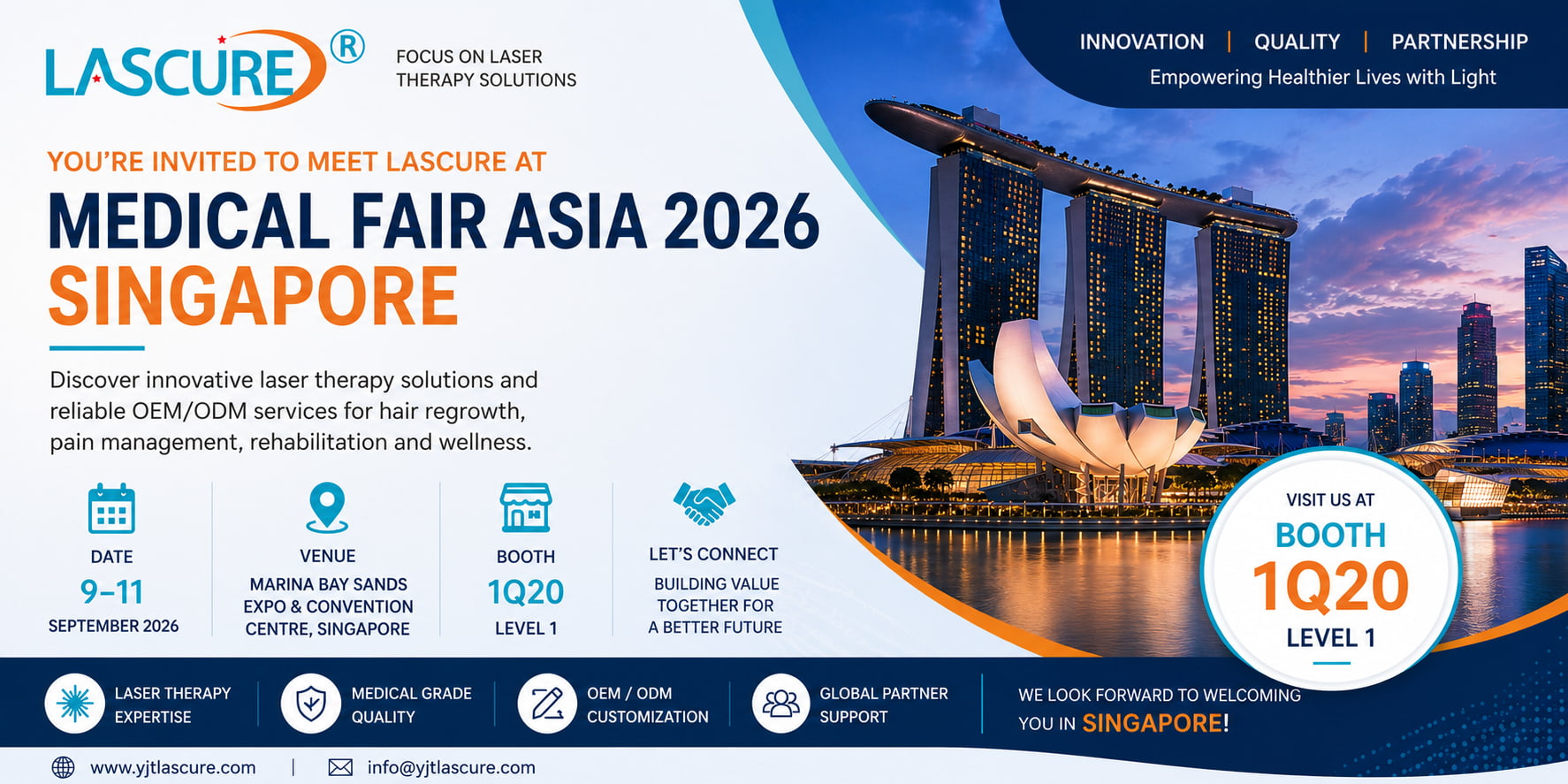 LASCURE MEDICAL FAIR ASIA 2026 Singapore Booth 1Q20 Invitation